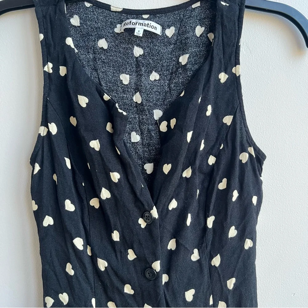 Reformation Black and White Heart Print Mini Dress - Picture 2 of 6